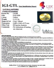 11.15/CT Natural Yellow Sapphire with Govt Lab Certificate-56610